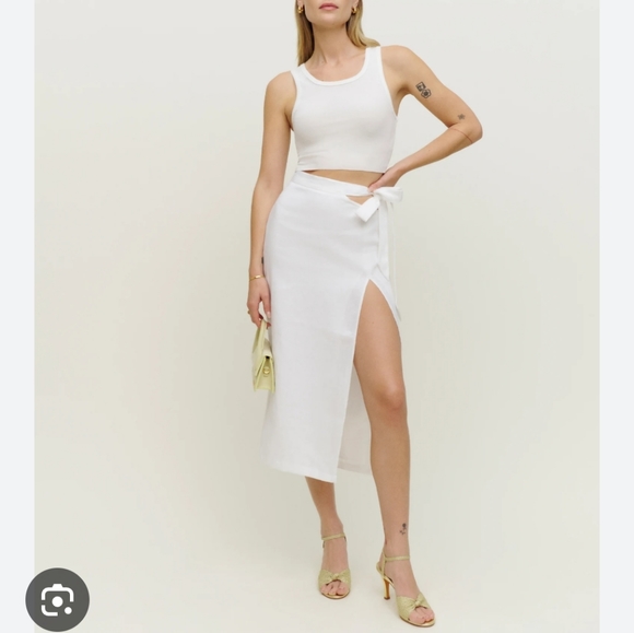 Reformation Rene White Linen Skirt - Picture 1 of 4